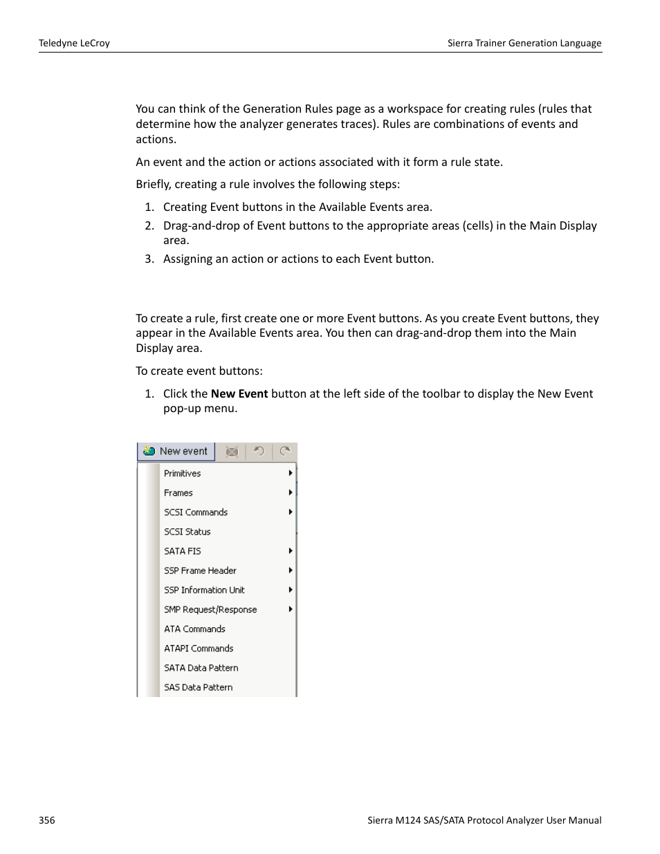 11 creating event buttons | Teledyne LeCroy Sierra M124 User Manual User Manual | Page 358 / 391