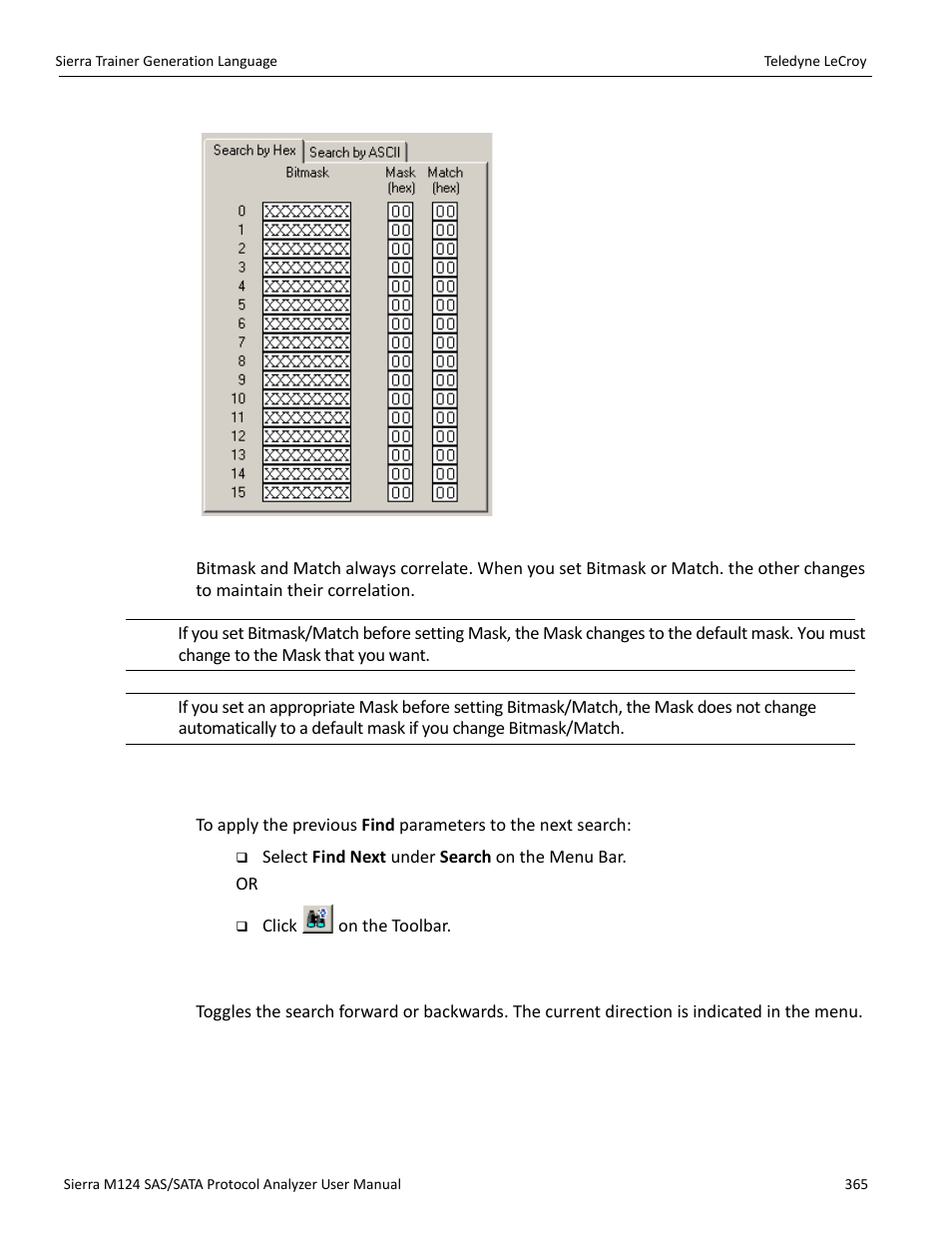 19 find next, 20 search direction | Teledyne LeCroy Sierra M124 User Manual User Manual | Page 367 / 391