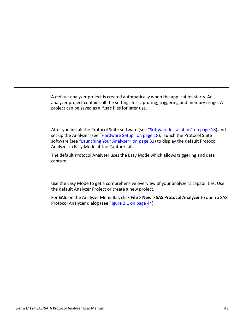 Protocol analysis, 1 easy mode (pre-defined setups), 1 main window | Chapter 2: protocol analysis, Chapter 2 | Teledyne LeCroy Sierra M124 User Manual User Manual | Page 45 / 391
