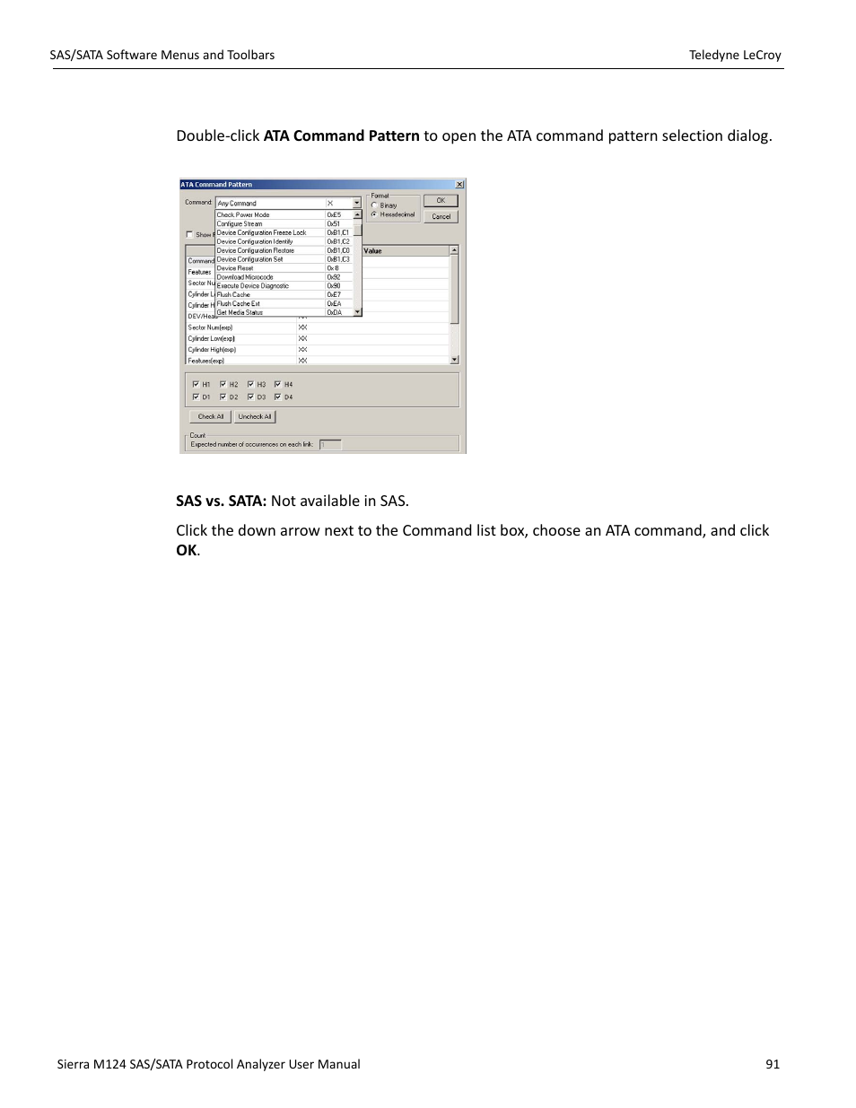 Ata command pattern (sata only) | Teledyne LeCroy Sierra M124 User Manual User Manual | Page 93 / 391