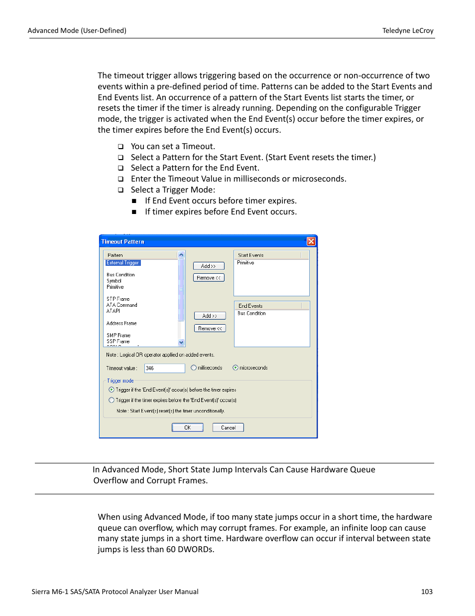 Timeout | Teledyne LeCroy Sierra M6-1 SAS_SATA Protocol Analyzer User Manual User Manual | Page 105 / 302