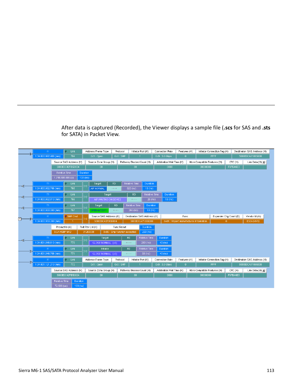 Display manipulation, 1 viewer display, Chapter 3: display manipulation | Chapter 3 | Teledyne LeCroy Sierra M6-1 SAS_SATA Protocol Analyzer User Manual User Manual | Page 115 / 302