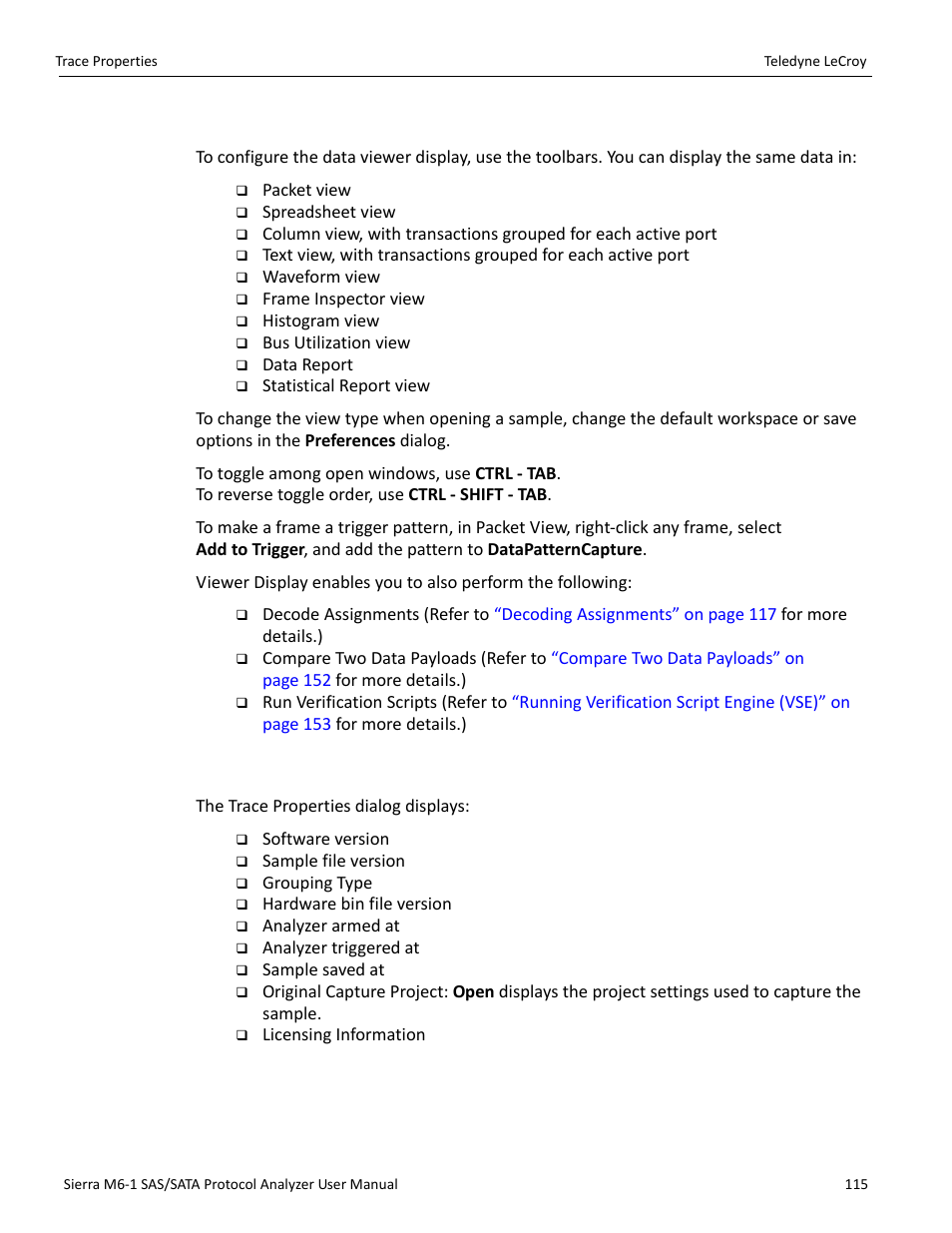 2 using the viewer display, 2 trace properties | Teledyne LeCroy Sierra M6-1 SAS_SATA Protocol Analyzer User Manual User Manual | Page 117 / 302