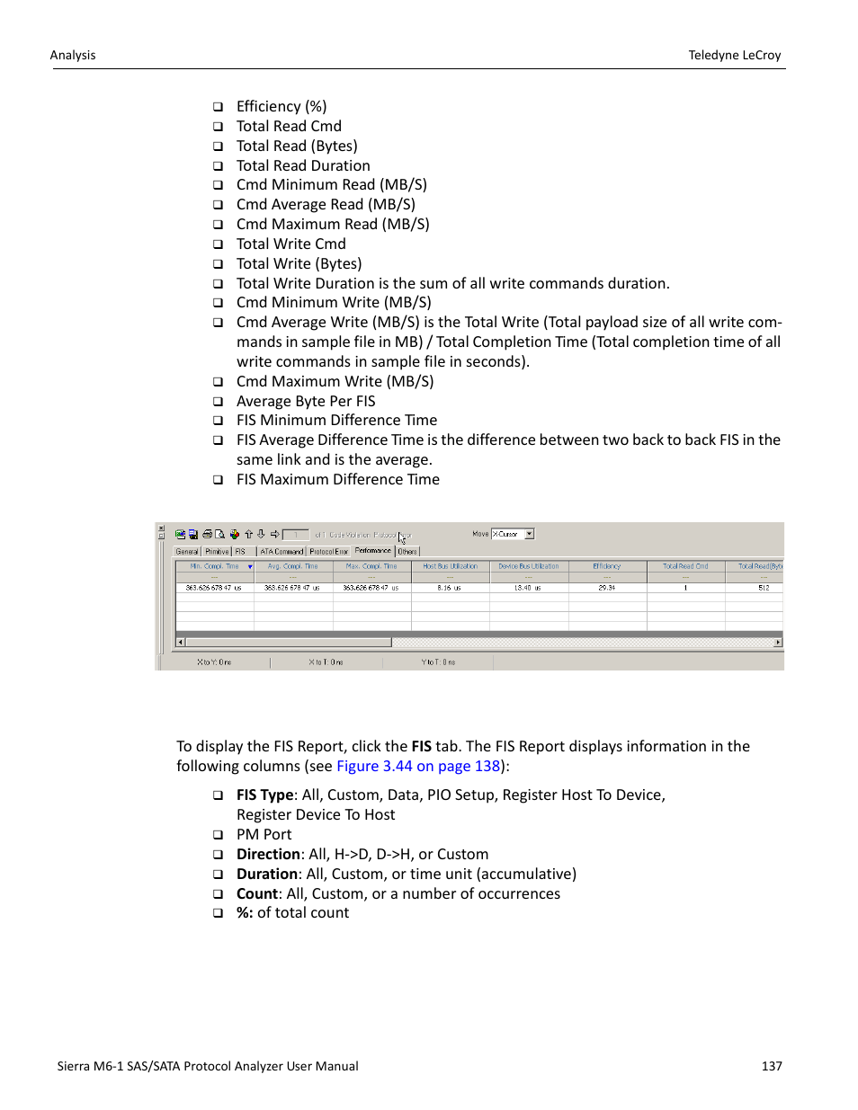 Fis report (sata) | Teledyne LeCroy Sierra M6-1 SAS_SATA Protocol Analyzer User Manual User Manual | Page 139 / 302