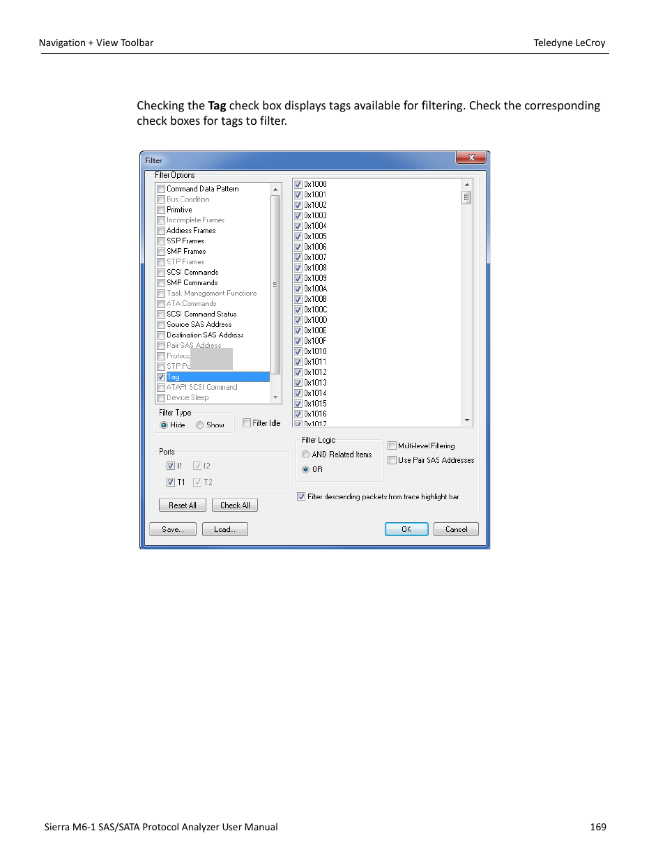 Filter by tag number | Teledyne LeCroy Sierra M6-1 SAS_SATA Protocol Analyzer User Manual User Manual | Page 171 / 302