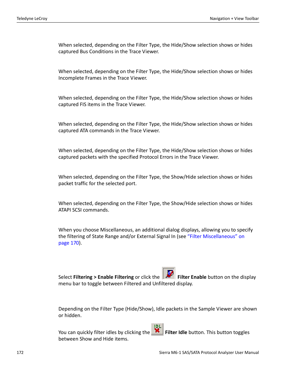 6 enable filter, 7 filter idle | Teledyne LeCroy Sierra M6-1 SAS_SATA Protocol Analyzer User Manual User Manual | Page 174 / 302