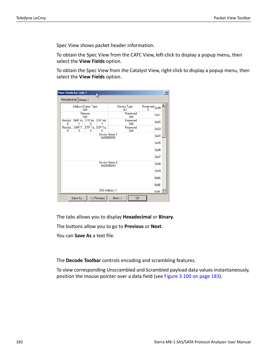 2 spec view, 3 decode icons | Teledyne LeCroy Sierra M6-1 SAS_SATA Protocol Analyzer User Manual User Manual | Page 184 / 302