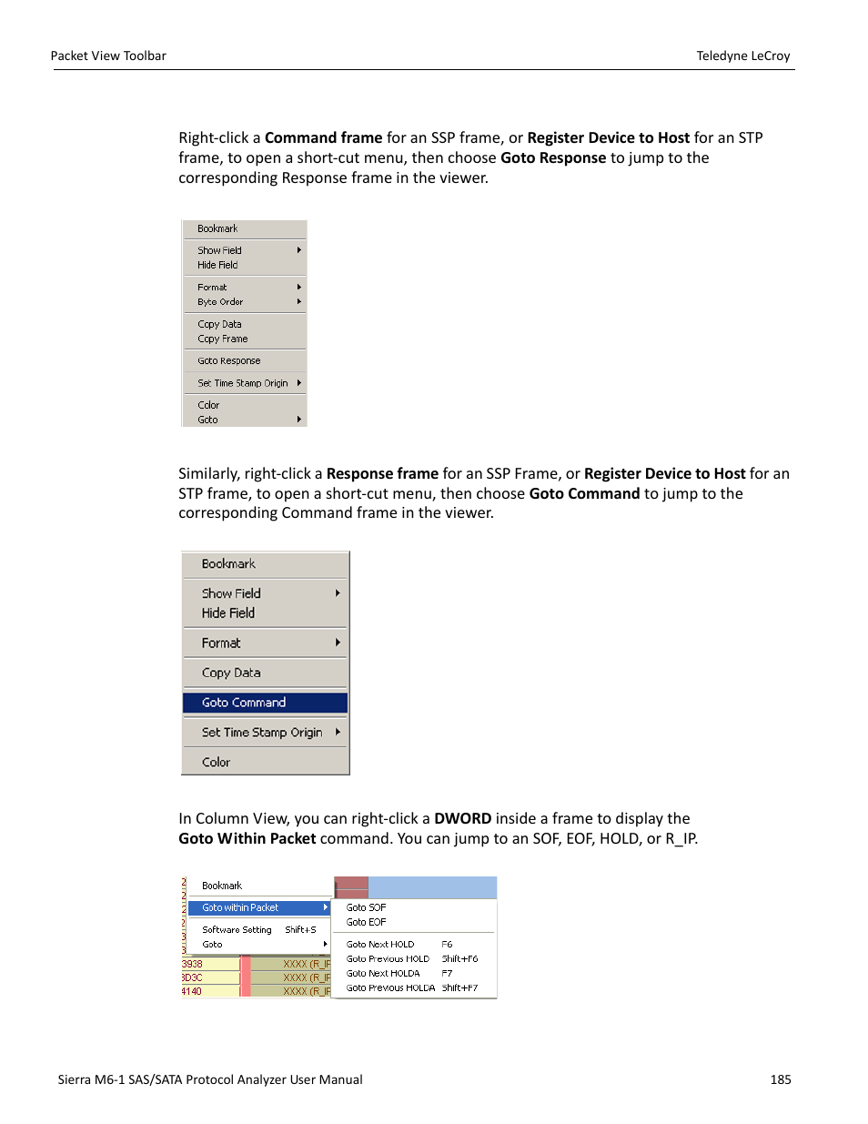 Related frames | Teledyne LeCroy Sierra M6-1 SAS_SATA Protocol Analyzer User Manual User Manual | Page 187 / 302