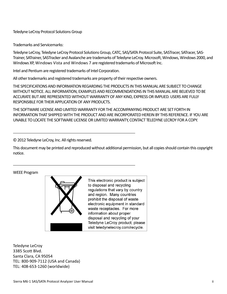 Teledyne LeCroy Sierra M6-1 SAS_SATA Protocol Analyzer User Manual User Manual | Page 2 / 302