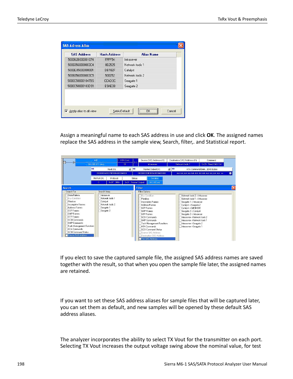 Set as default, 14 txrx vout & preemphasis, Txrx vout & preemphasis” on | Teledyne LeCroy Sierra M6-1 SAS_SATA Protocol Analyzer User Manual User Manual | Page 200 / 302