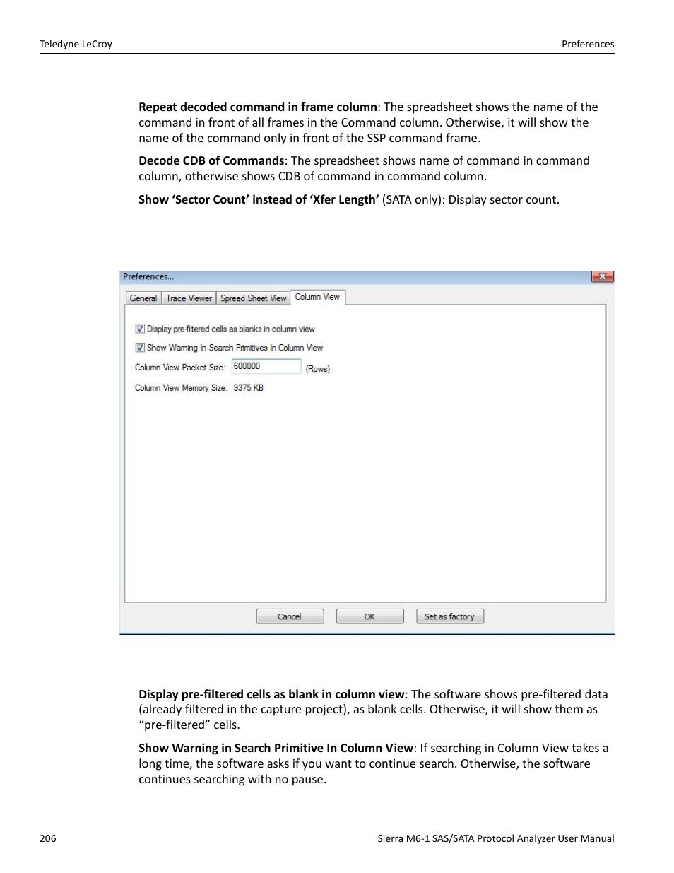 Other, 5 column view tab | Teledyne LeCroy Sierra M6-1 SAS_SATA Protocol Analyzer User Manual User Manual | Page 208 / 302