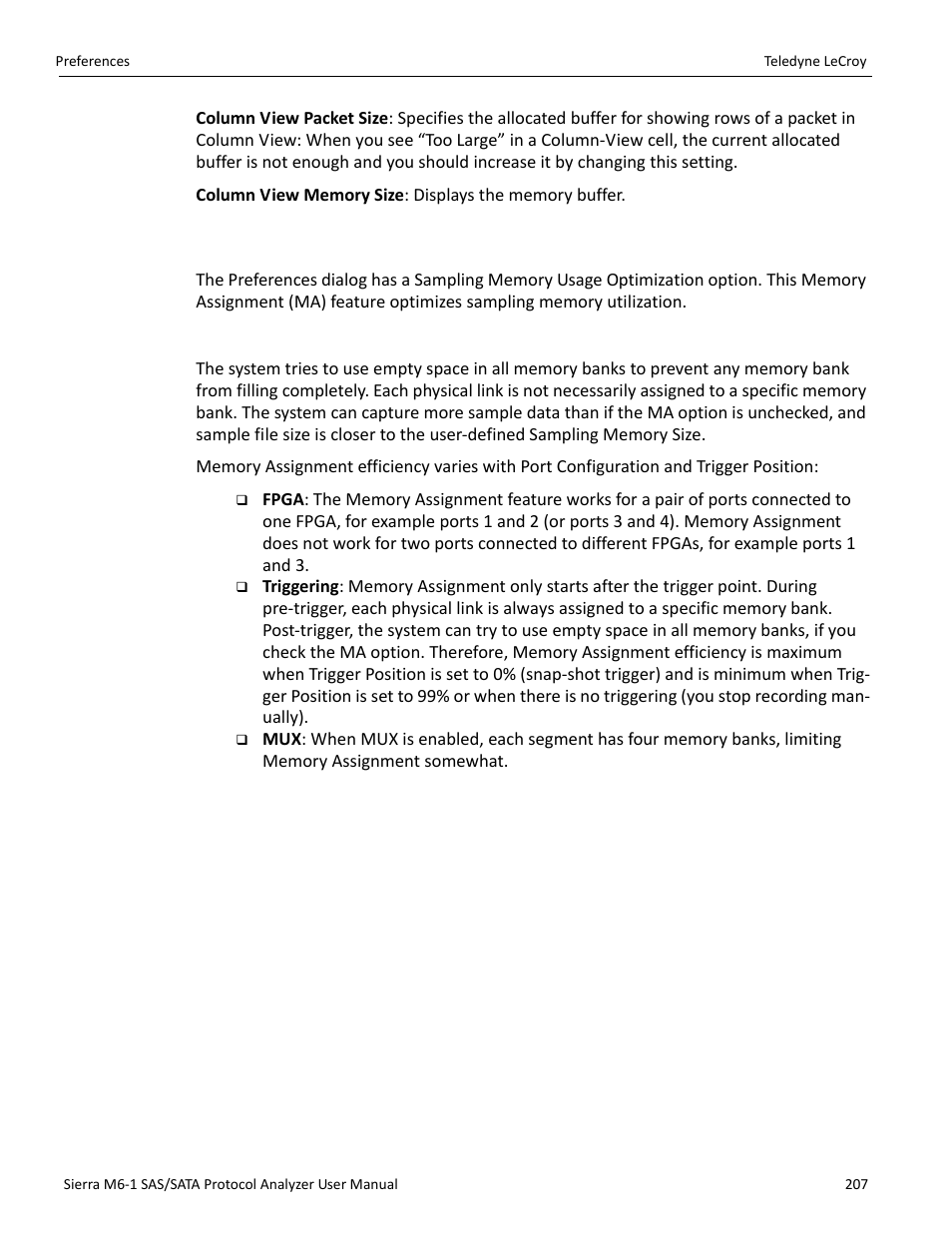 6 sampling memory usage optimization | Teledyne LeCroy Sierra M6-1 SAS_SATA Protocol Analyzer User Manual User Manual | Page 209 / 302