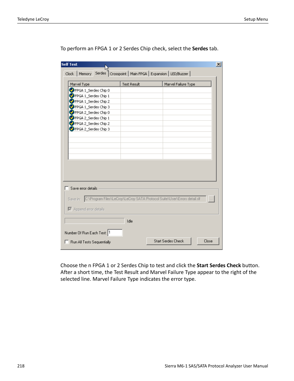 4 serdes check | Teledyne LeCroy Sierra M6-1 SAS_SATA Protocol Analyzer User Manual User Manual | Page 220 / 302