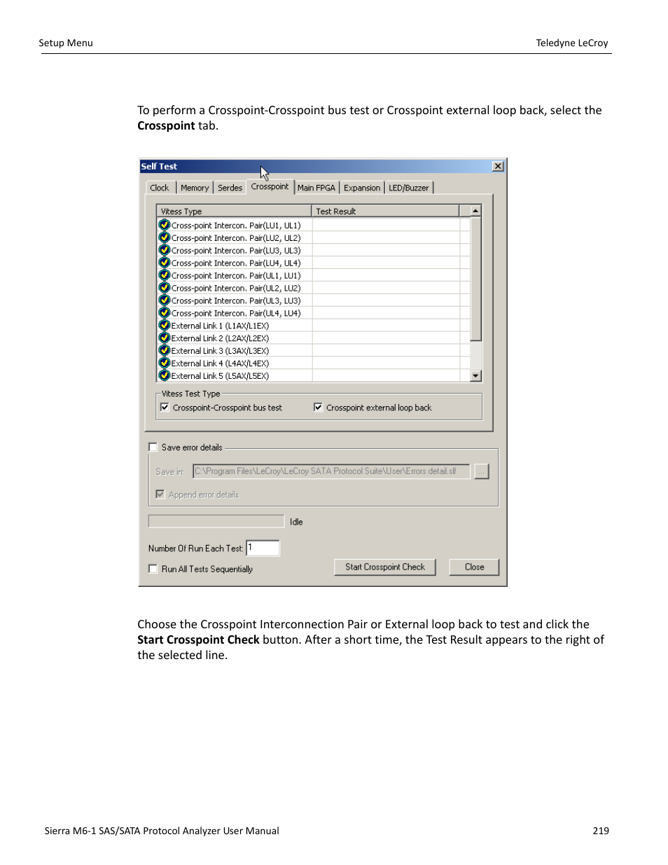 5 crosspoint check | Teledyne LeCroy Sierra M6-1 SAS_SATA Protocol Analyzer User Manual User Manual | Page 221 / 302