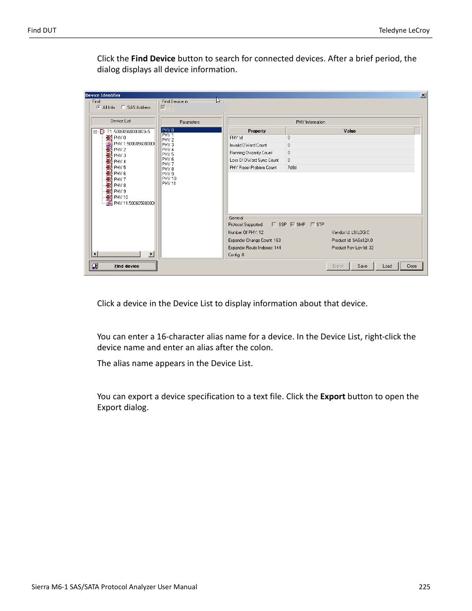 Aliasing, Exporting | Teledyne LeCroy Sierra M6-1 SAS_SATA Protocol Analyzer User Manual User Manual | Page 227 / 302