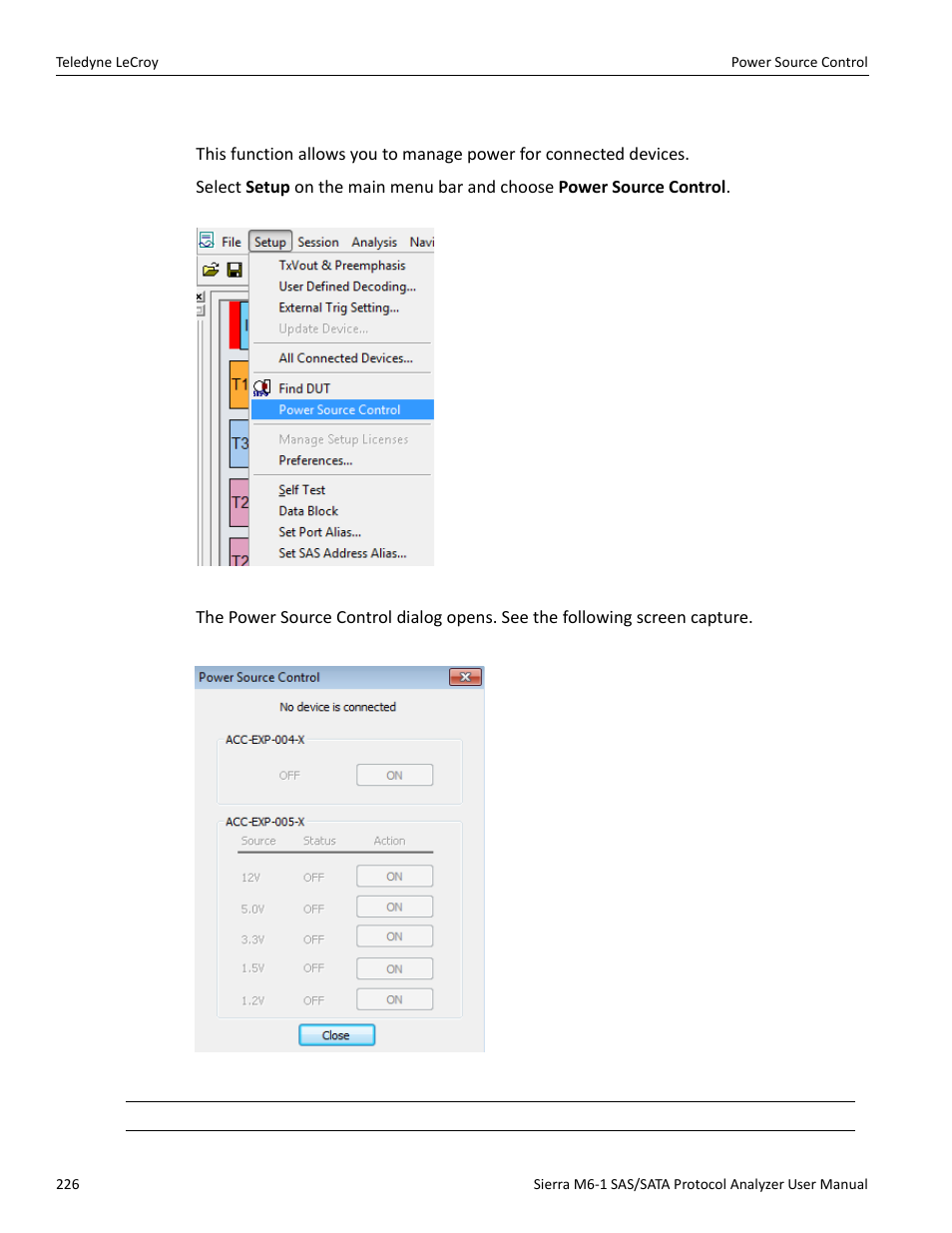 23 power source control | Teledyne LeCroy Sierra M6-1 SAS_SATA Protocol Analyzer User Manual User Manual | Page 228 / 302