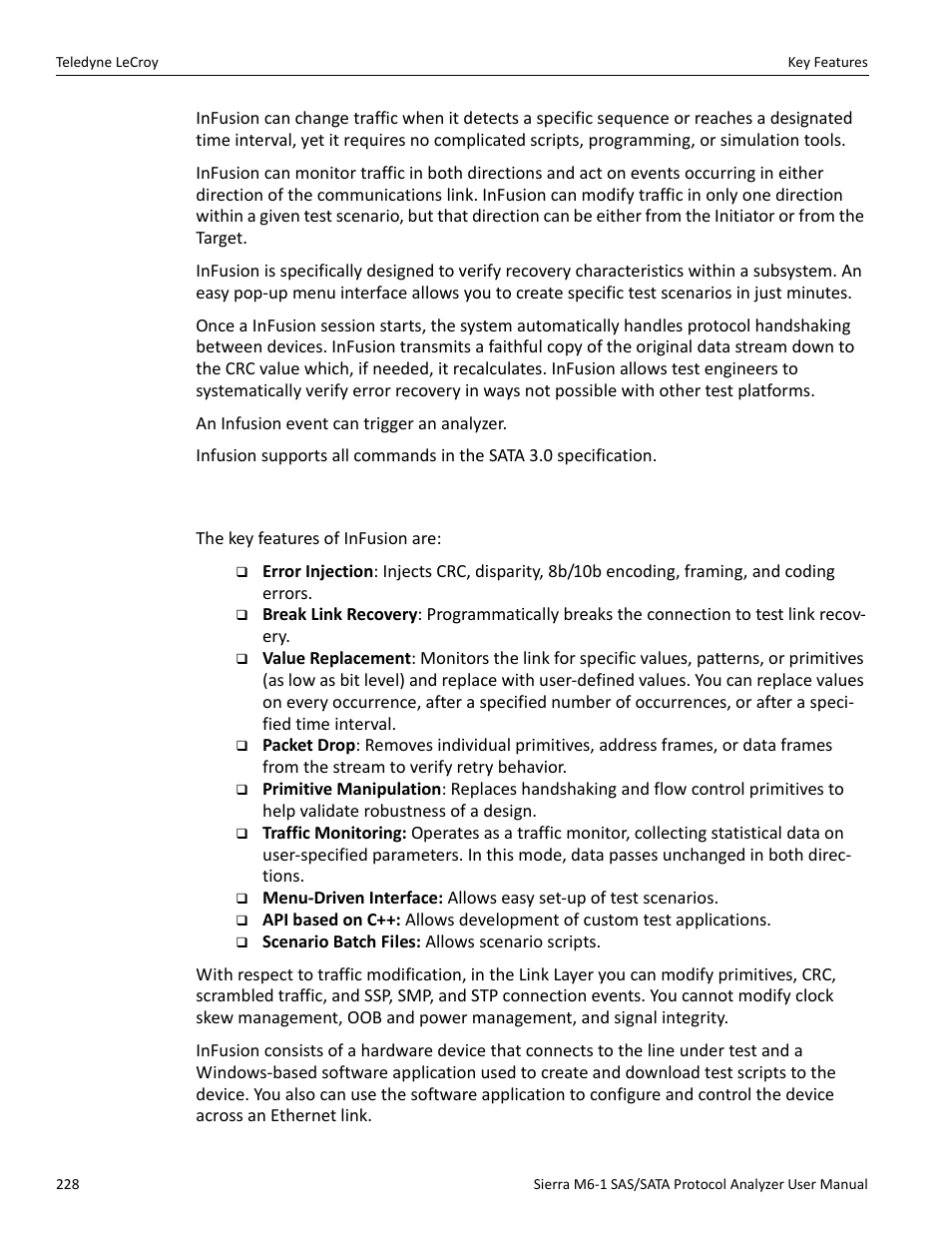 1 key features | Teledyne LeCroy Sierra M6-1 SAS_SATA Protocol Analyzer User Manual User Manual | Page 230 / 302