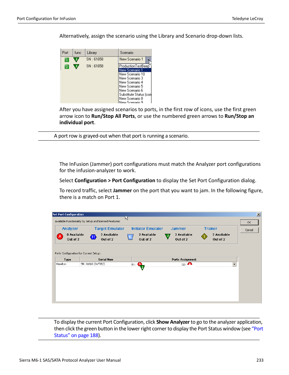 3 port configuration for infusion, Port configuration for infusion” on | Teledyne LeCroy Sierra M6-1 SAS_SATA Protocol Analyzer User Manual User Manual | Page 235 / 302