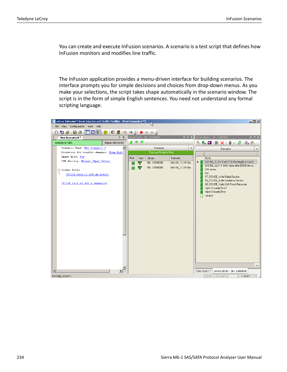 4 infusion scenarios, 1 scenarios overview | Teledyne LeCroy Sierra M6-1 SAS_SATA Protocol Analyzer User Manual User Manual | Page 236 / 302
