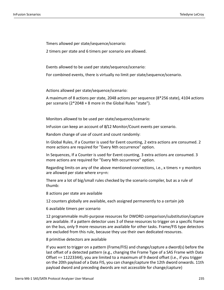 Infusion scenario parameters | Teledyne LeCroy Sierra M6-1 SAS_SATA Protocol Analyzer User Manual User Manual | Page 237 / 302