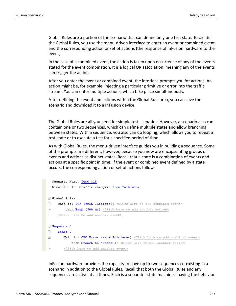 Global rules, Sequences | Teledyne LeCroy Sierra M6-1 SAS_SATA Protocol Analyzer User Manual User Manual | Page 239 / 302