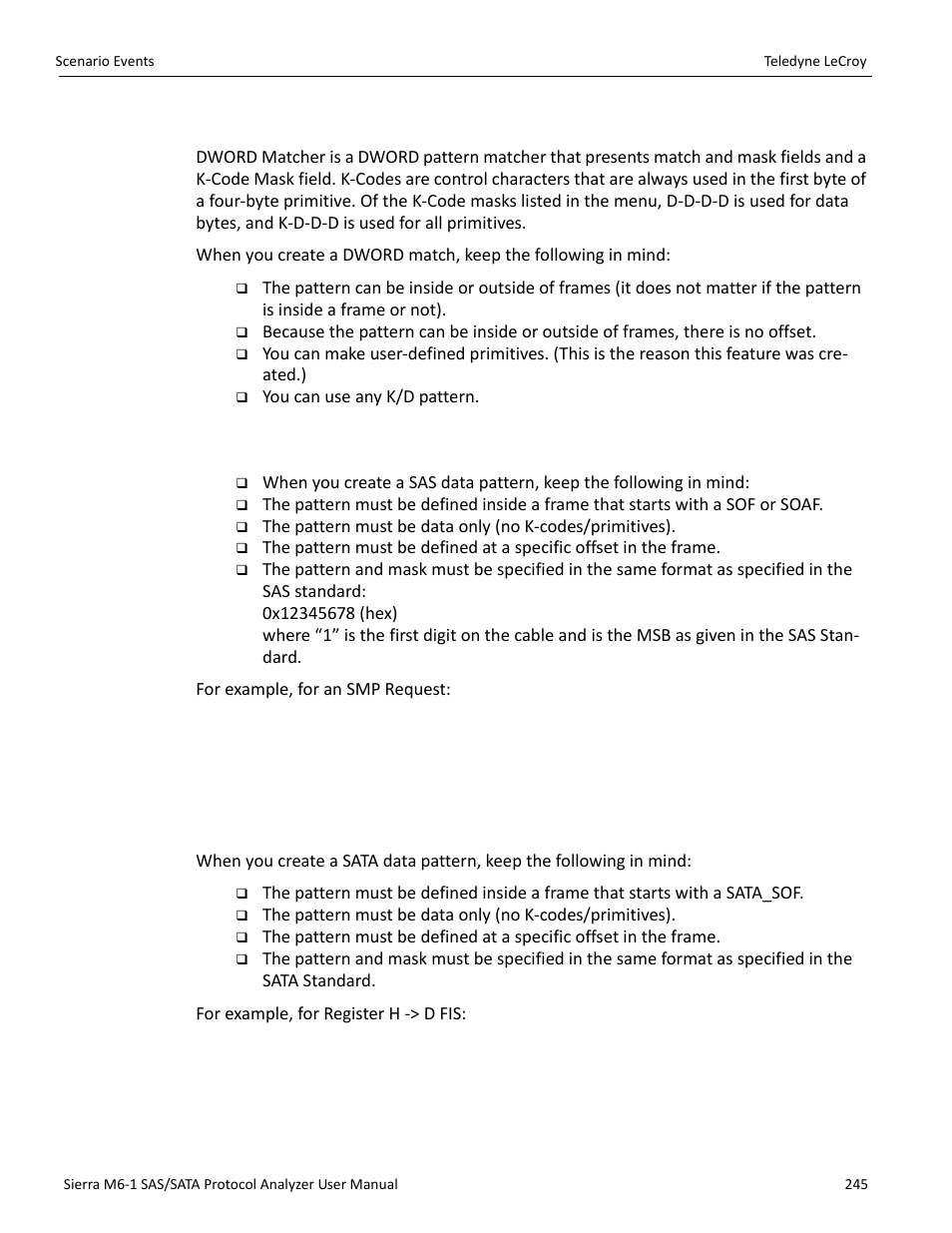 1 dword matcher, 2 sas data pattern, 3 sata data pattern | Teledyne LeCroy Sierra M6-1 SAS_SATA Protocol Analyzer User Manual User Manual | Page 247 / 302