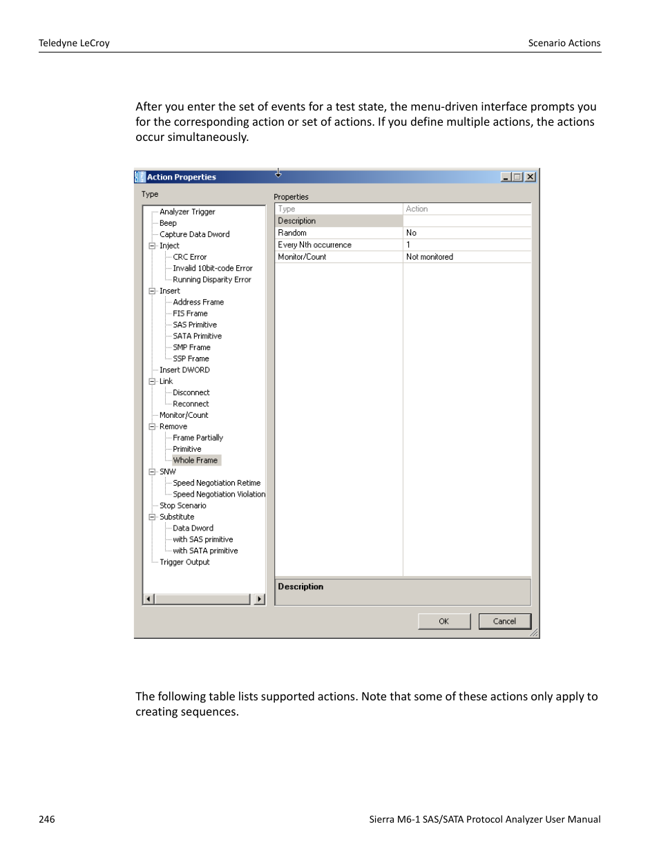 6 scenario actions | Teledyne LeCroy Sierra M6-1 SAS_SATA Protocol Analyzer User Manual User Manual | Page 248 / 302