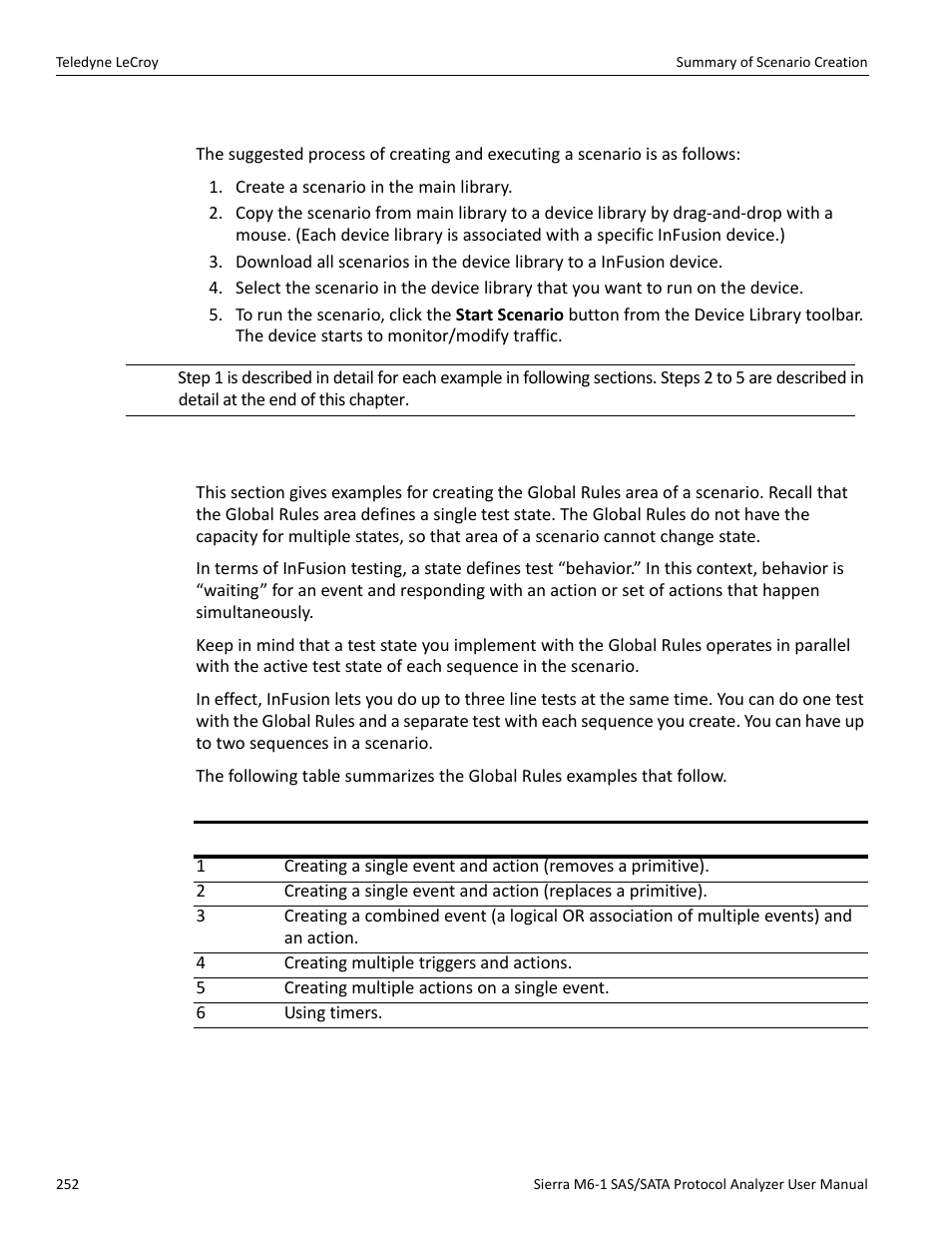 7 summary of scenario creation, 8 creating global rules | Teledyne LeCroy Sierra M6-1 SAS_SATA Protocol Analyzer User Manual User Manual | Page 254 / 302