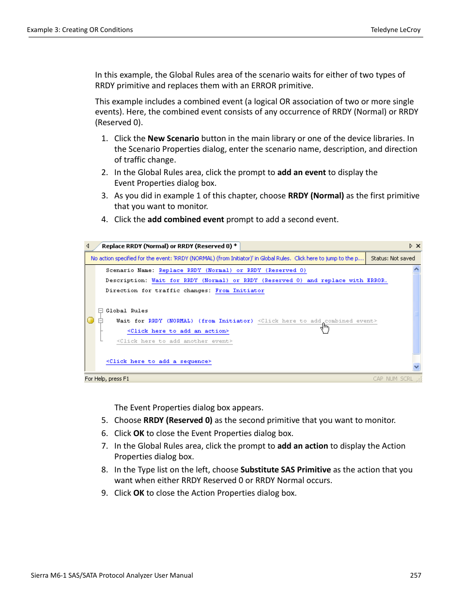 11 example 3: creating or conditions | Teledyne LeCroy Sierra M6-1 SAS_SATA Protocol Analyzer User Manual User Manual | Page 259 / 302