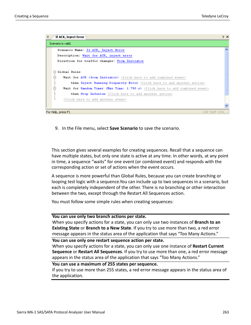 15 creating a sequence | Teledyne LeCroy Sierra M6-1 SAS_SATA Protocol Analyzer User Manual User Manual | Page 265 / 302