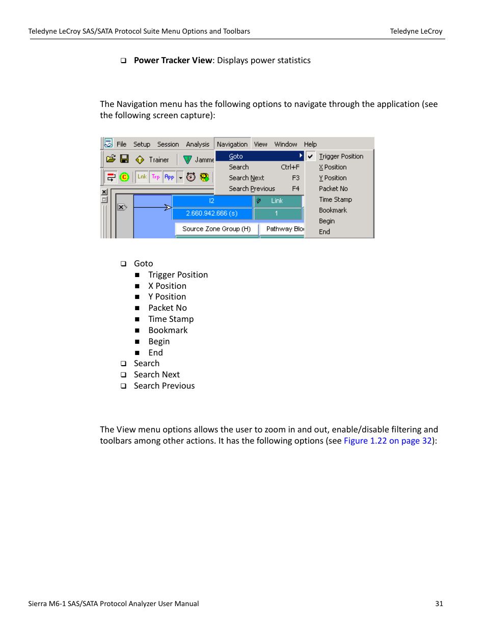 5 navigation, 6 view | Teledyne LeCroy Sierra M6-1 SAS_SATA Protocol Analyzer User Manual User Manual | Page 33 / 302