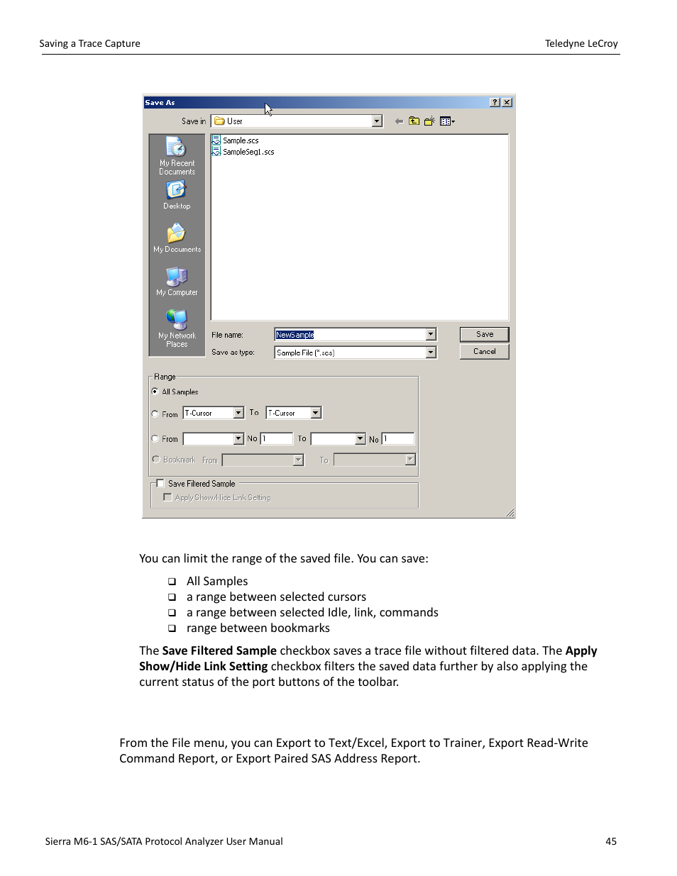 1 exporting | Teledyne LeCroy Sierra M6-1 SAS_SATA Protocol Analyzer User Manual User Manual | Page 47 / 302