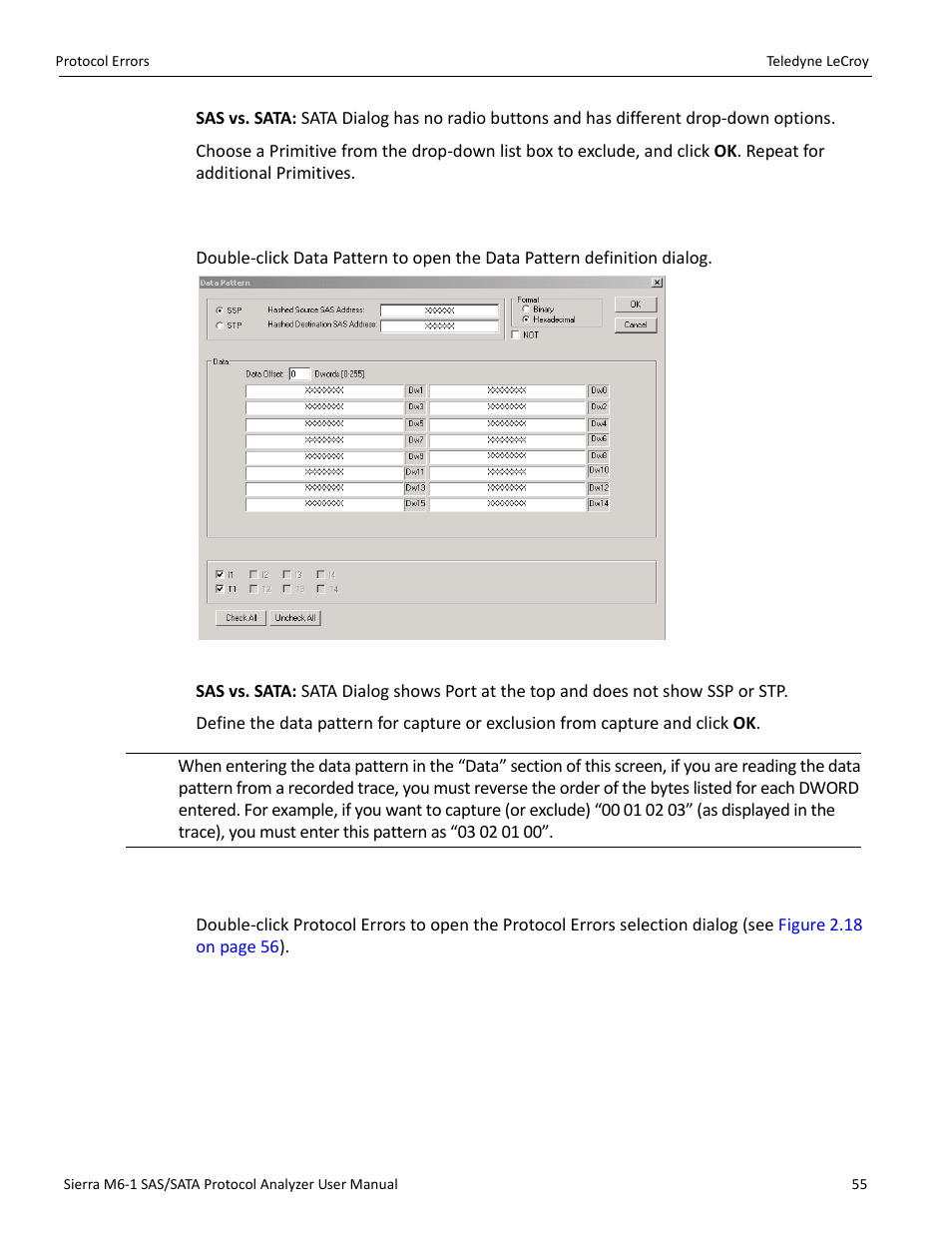 5 data pattern, 12 protocol errors | Teledyne LeCroy Sierra M6-1 SAS_SATA Protocol Analyzer User Manual User Manual | Page 57 / 302