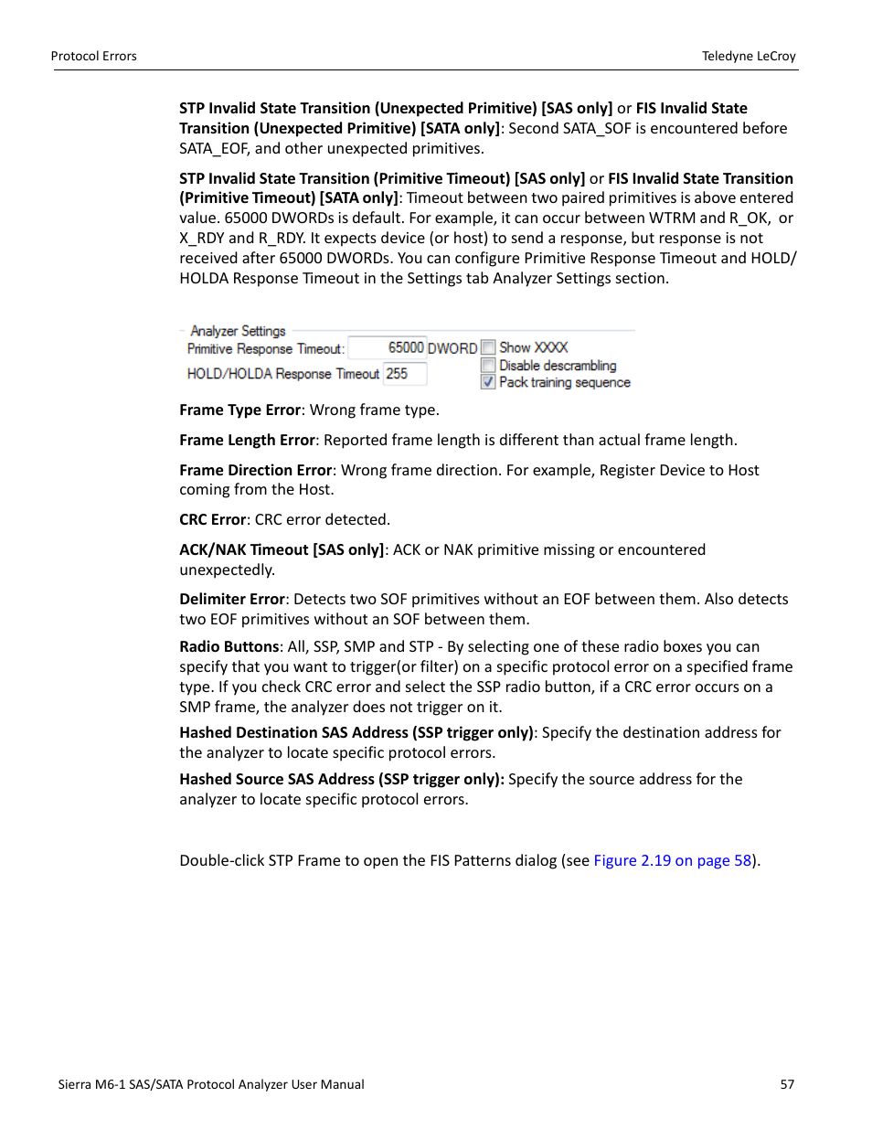 Stp frame (sata only) | Teledyne LeCroy Sierra M6-1 SAS_SATA Protocol Analyzer User Manual User Manual | Page 59 / 302