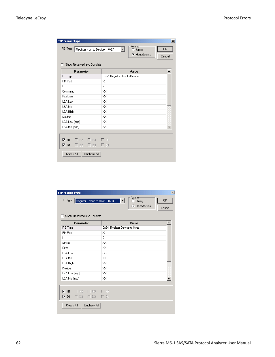Register device to host | Teledyne LeCroy Sierra M6-1 SAS_SATA Protocol Analyzer User Manual User Manual | Page 64 / 302