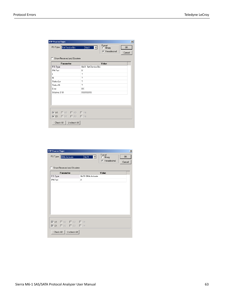 Set device bits, Dma activate | Teledyne LeCroy Sierra M6-1 SAS_SATA Protocol Analyzer User Manual User Manual | Page 65 / 302