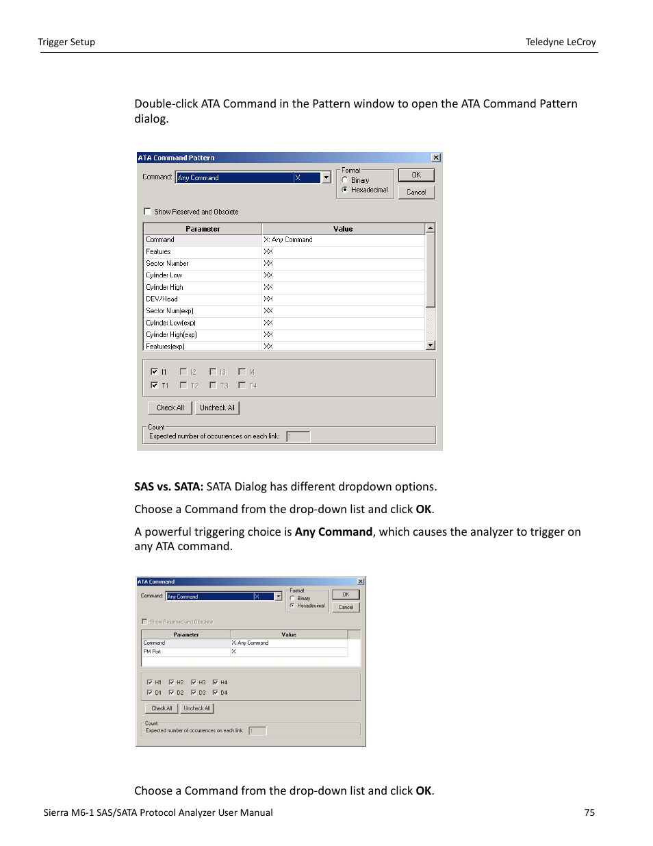 Ata command | Teledyne LeCroy Sierra M6-1 SAS_SATA Protocol Analyzer User Manual User Manual | Page 77 / 302