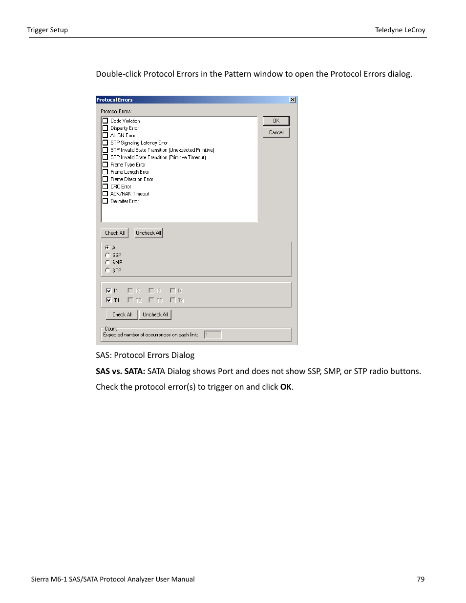 Protocol errors | Teledyne LeCroy Sierra M6-1 SAS_SATA Protocol Analyzer User Manual User Manual | Page 81 / 302