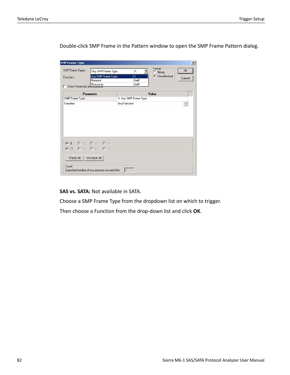 Smp frame (sas only) | Teledyne LeCroy Sierra M6-1 SAS_SATA Protocol Analyzer User Manual User Manual | Page 84 / 302