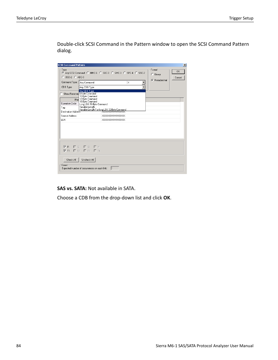 Scsi command (sas only) | Teledyne LeCroy Sierra M6-1 SAS_SATA Protocol Analyzer User Manual User Manual | Page 86 / 302