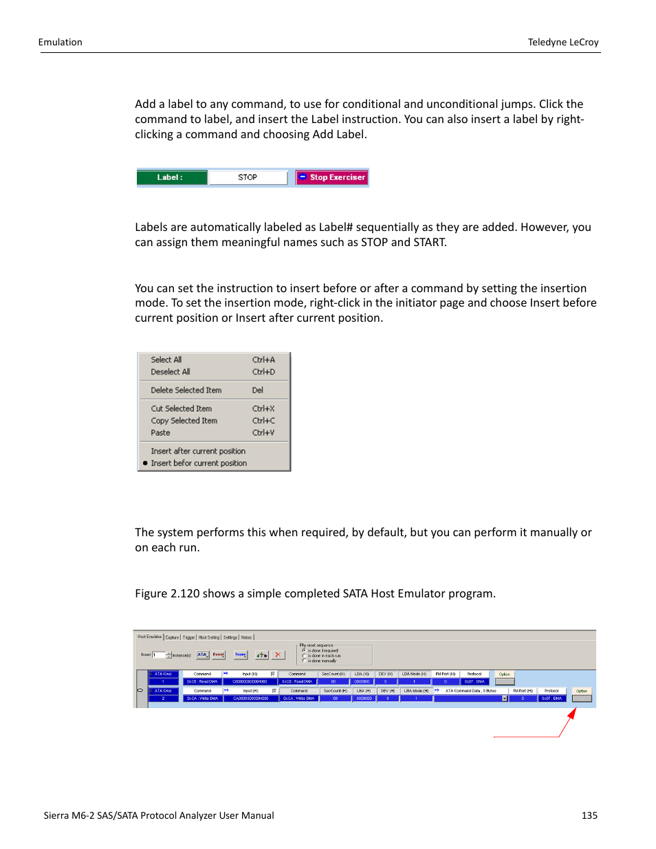 Phy reset sequence and identification, Sample host emulator program (sata only) | Teledyne LeCroy Sierra M6-2 SAS_SATA Protocol Analyzer User Manual User Manual | Page 137 / 496