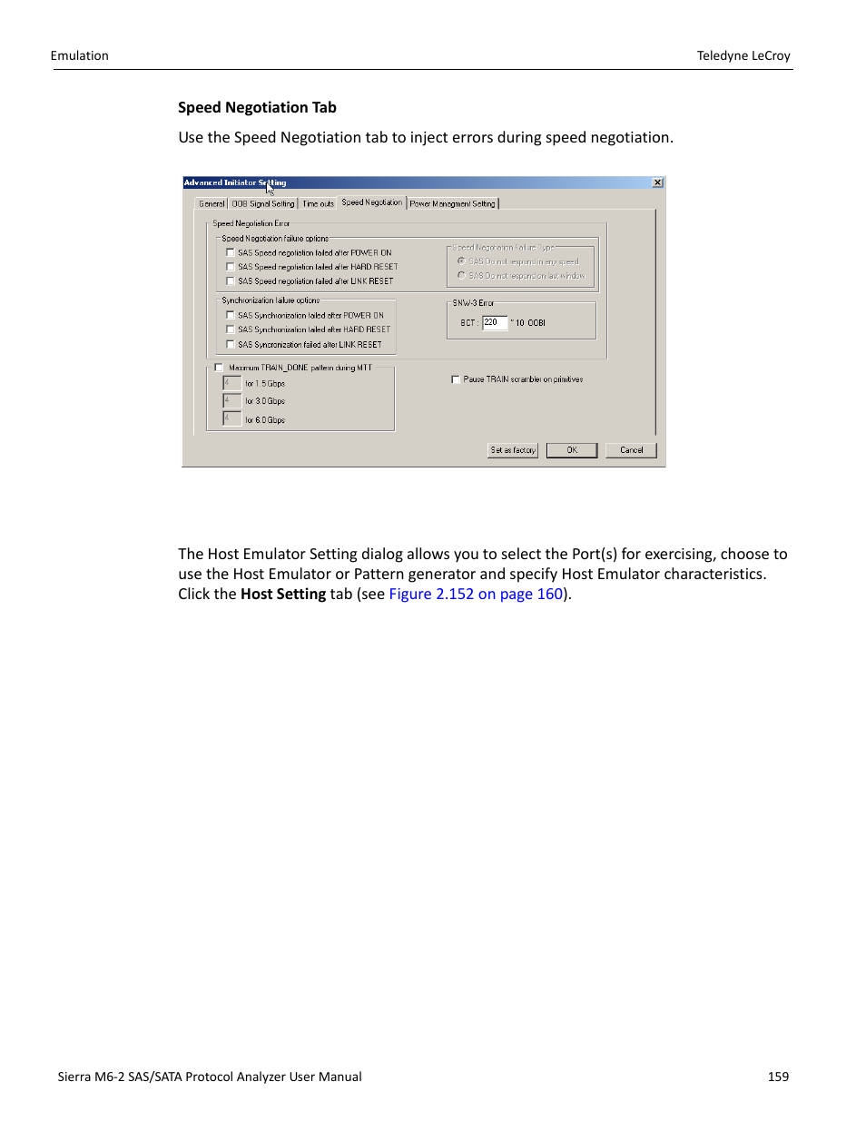6 host setting tab (sata) | Teledyne LeCroy Sierra M6-2 SAS_SATA Protocol Analyzer User Manual User Manual | Page 161 / 496