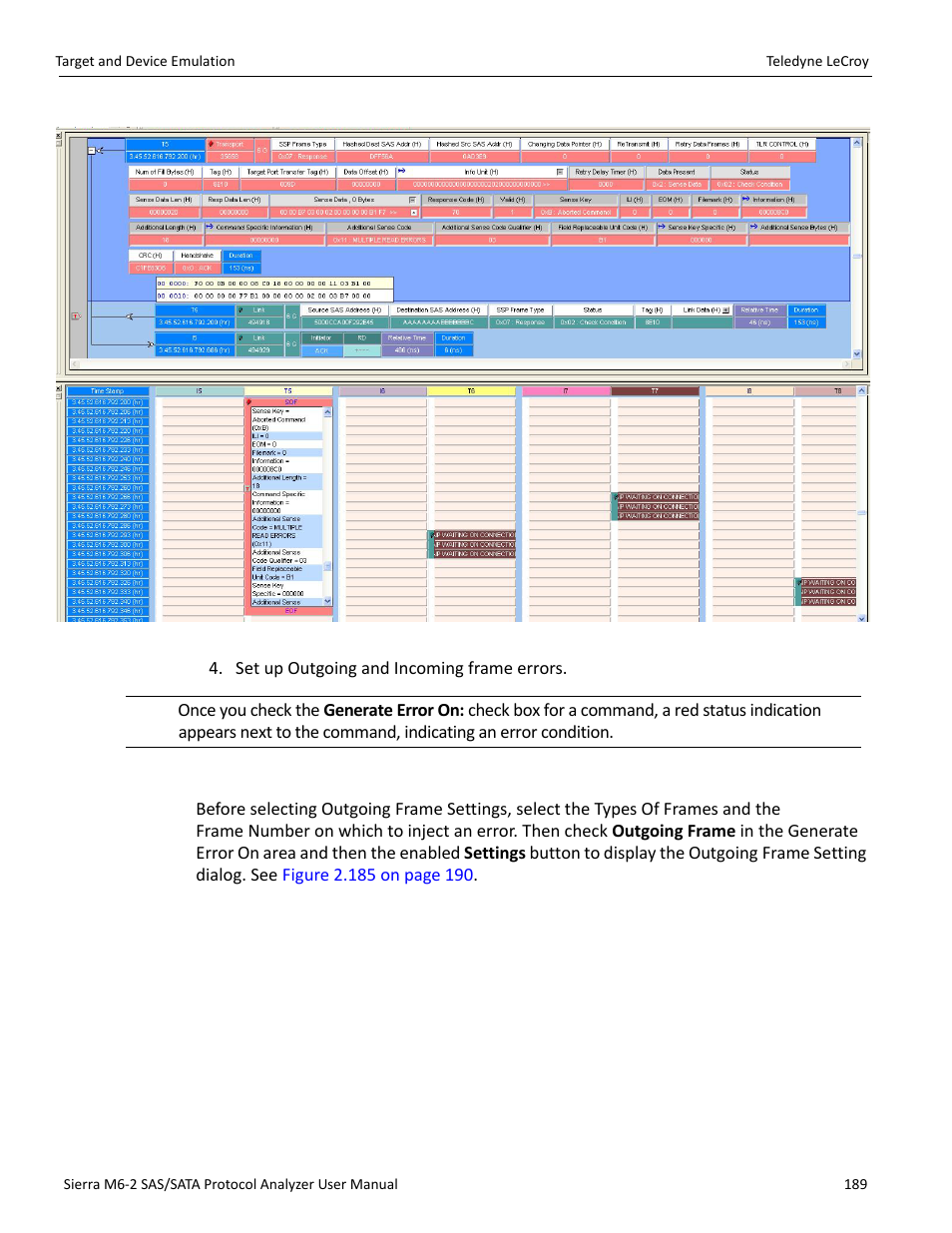 Outgoing frame settings | Teledyne LeCroy Sierra M6-2 SAS_SATA Protocol Analyzer User Manual User Manual | Page 191 / 496