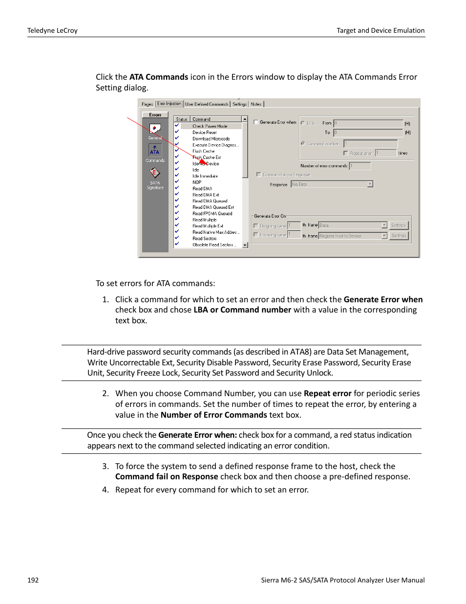5 ata commands errors (sata only) | Teledyne LeCroy Sierra M6-2 SAS_SATA Protocol Analyzer User Manual User Manual | Page 194 / 496