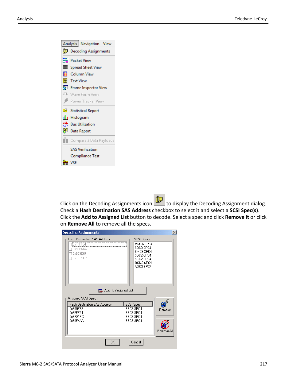 2 decoding assignments | Teledyne LeCroy Sierra M6-2 SAS_SATA Protocol Analyzer User Manual User Manual | Page 219 / 496