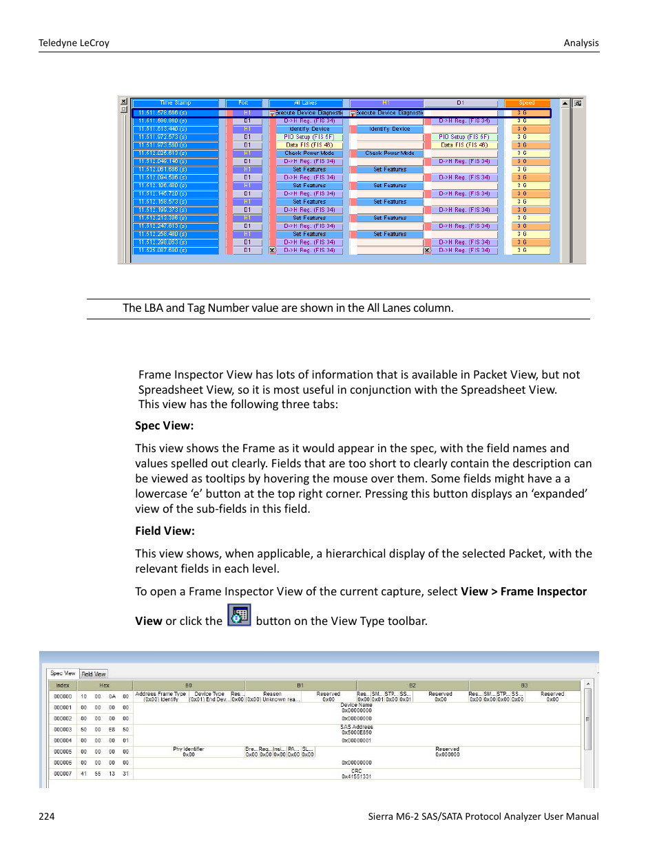 8 frame inspector view | Teledyne LeCroy Sierra M6-2 SAS_SATA Protocol Analyzer User Manual User Manual | Page 226 / 496