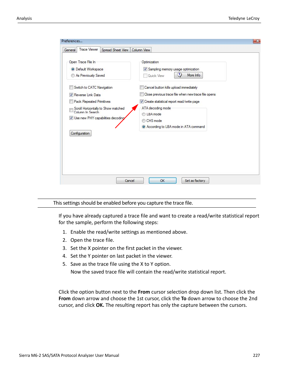 Report between cursors | Teledyne LeCroy Sierra M6-2 SAS_SATA Protocol Analyzer User Manual User Manual | Page 229 / 496