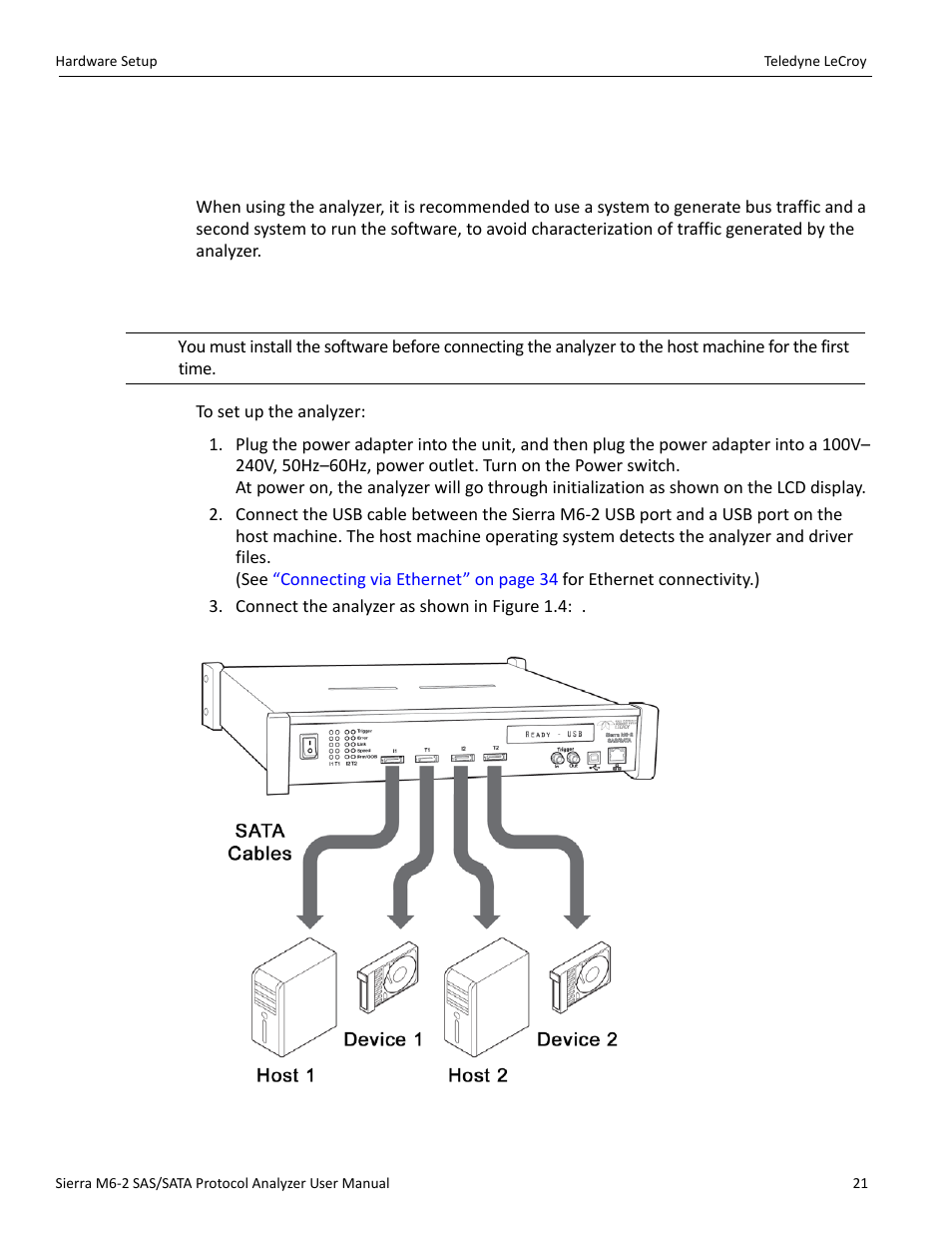 8 hardware setup, 1 separate systems, 2 connecting in general | Teledyne LeCroy Sierra M6-2 SAS_SATA Protocol Analyzer User Manual User Manual | Page 23 / 496