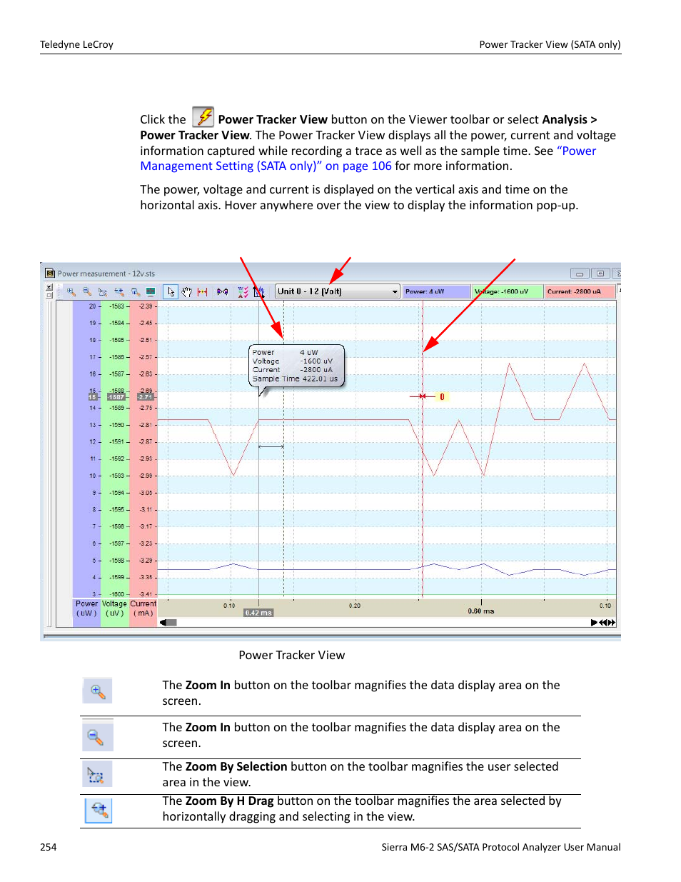 4 power tracker view (sata only) | Teledyne LeCroy Sierra M6-2 SAS_SATA Protocol Analyzer User Manual User Manual | Page 256 / 496