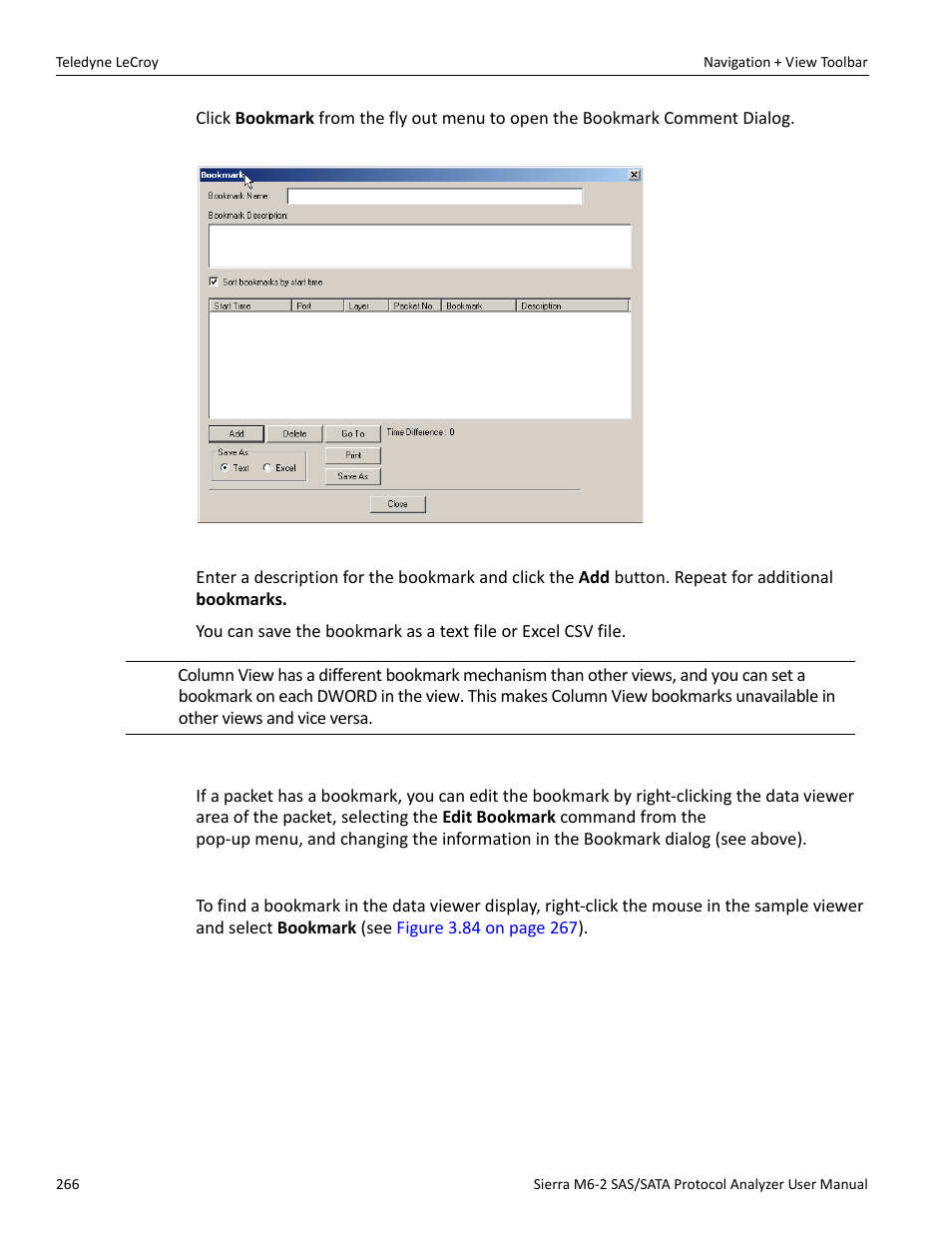 Editing a bookmark, Finding a bookmark | Teledyne LeCroy Sierra M6-2 SAS_SATA Protocol Analyzer User Manual User Manual | Page 268 / 496